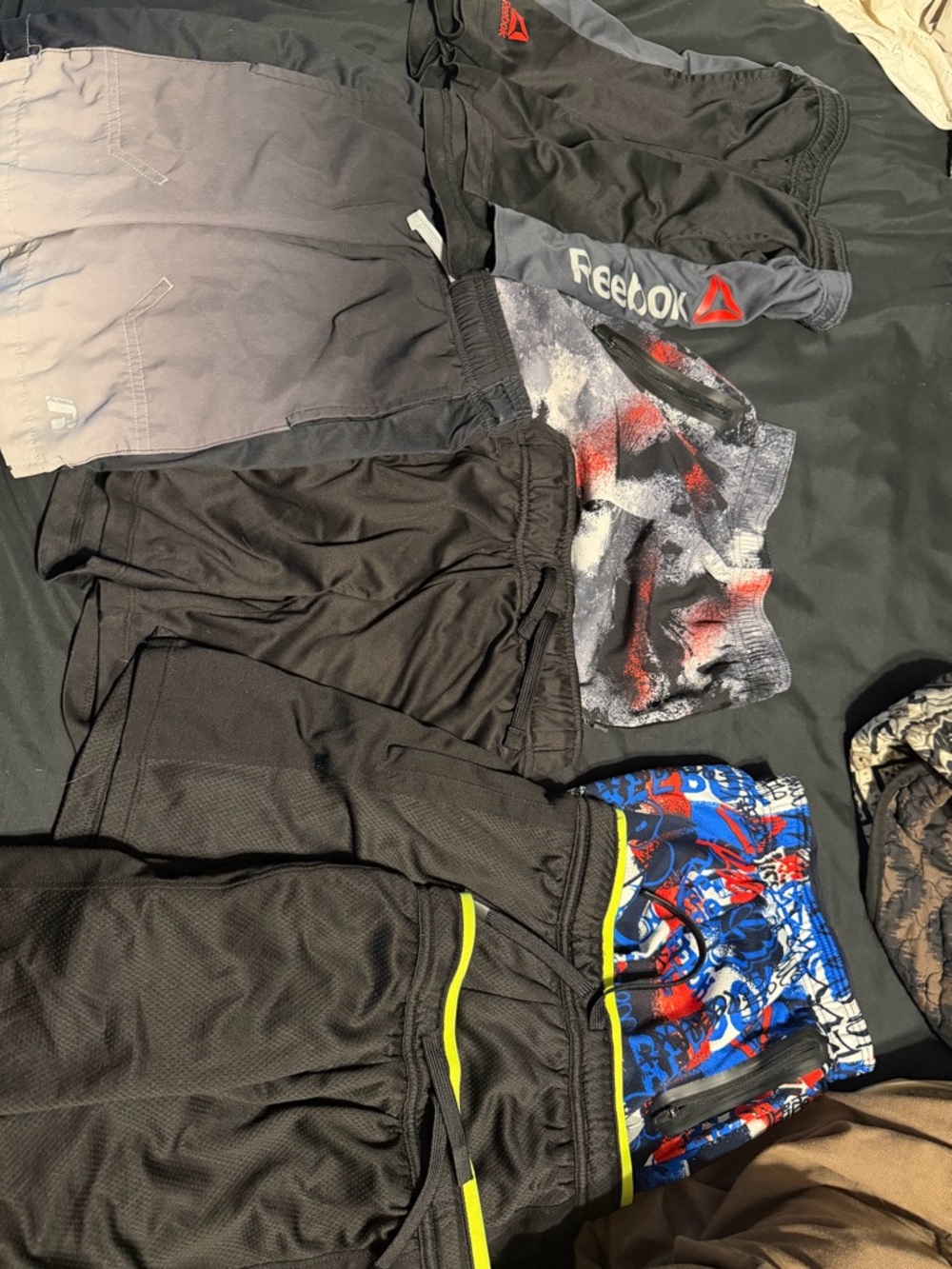 Reebok Black Shorts with Red and Blue Accents